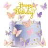 100Pcs Butterfly Cake Topper, Cupcake Topper, Cake Decorations, Cake Topper, Birthday Anniversary Decor, Party Decorations for Women Girls, Mixed Size (Pink Purple Gold) view 1