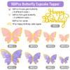 100Pcs Butterfly Cake Topper, Cupcake Topper, Cake Decorations, Cake Topper, Birthday Anniversary Decor, Party Decorations for Women Girls, Mixed Size (Pink Purple Gold) view 4
