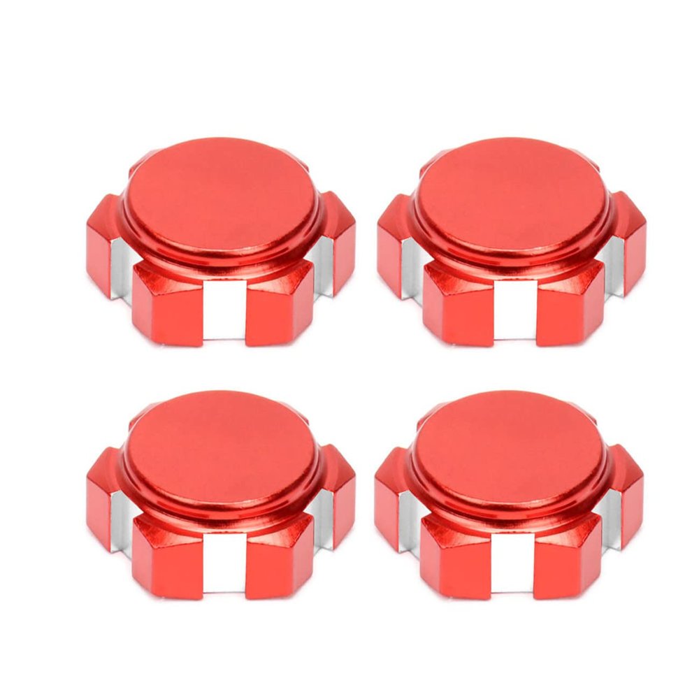 Aluminum 17mm Wheel Nut Thread 1.0mm Upgrades Parts for 1/7 1/8 Arrma 6S Outcast Raider Talion Typhon Limitless Mojave #AR310449 AR330360 4 pcs/Set(red)