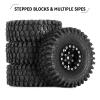 INJORA 1.0 Beadlock Wheel S5 Super Soft Sticky Crawler Tires for TRX4M Axial AX24 SCX24 FCX24 Enduro24 Upgrade, 57 * 22mm(Black) view 3