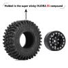INJORA 1.0 Beadlock Wheel S5 Super Soft Sticky Crawler Tires for TRX4M Axial AX24 SCX24 FCX24 Enduro24 Upgrade, 57 * 22mm(Black) view 4