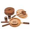 Wooden Play Kitchen Dishes Montessori Tools Pretend Play Kitchen Dishes Set for Kids Toys Cutting Board Toddler Utensils Wooden Christmas Birthday Gift (Dishes & Cutting Set For 2) view 1