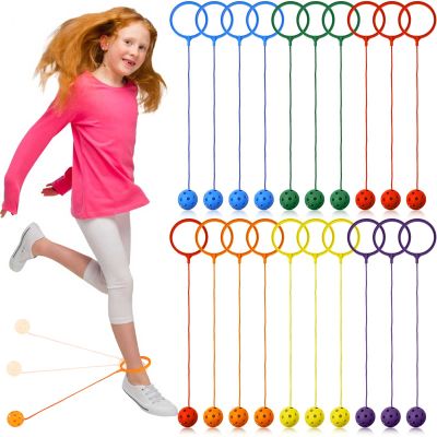 Glimin 20 Pack Skip Ball for Kids Foldable Flash Wheel Skip Ball Swingball Set Assorted Colors Outside Game Toys for Age 6 7 8 9 10+ Fun Jumper and Exercise Equipment