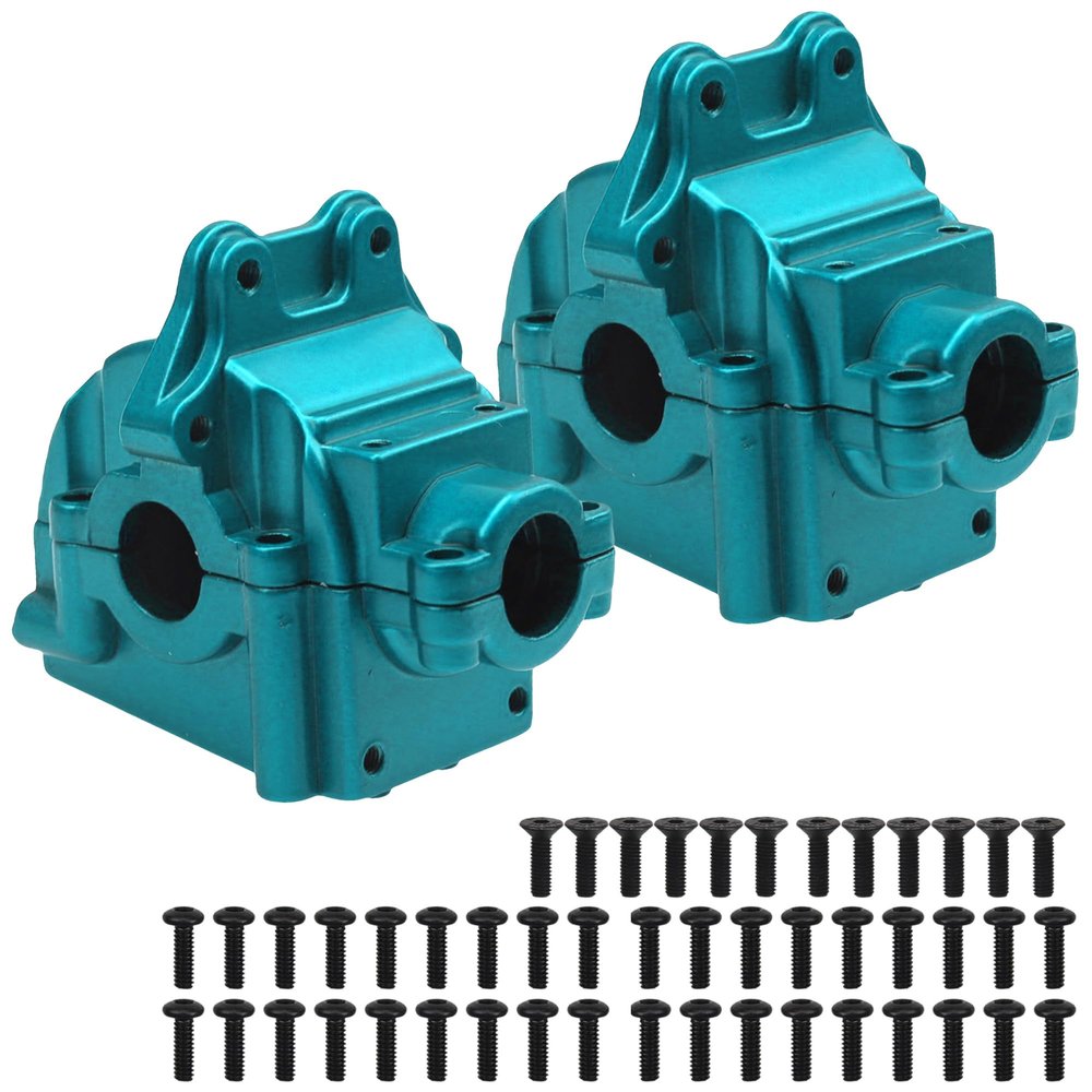 2Pack ShareGoo Metal Differential Gearbox Housing Cover Compatible with WLtoys 144001 124019 124018 1/14 RC Car (Blue)
