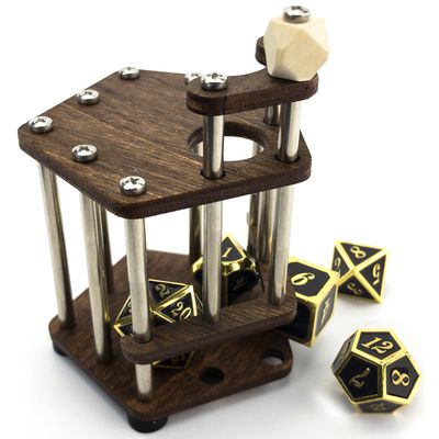 C4Labs DnD Dice Jail | Metal Bars | Cage for Bad Dice | Prison | Walnut