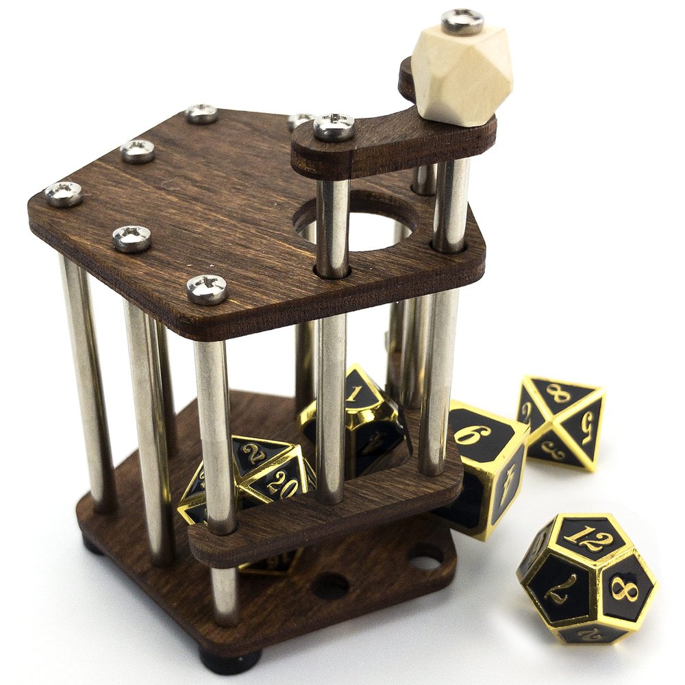 C4Labs DnD Dice Jail | Metal Bars | Cage for Bad Dice | Prison | Walnut