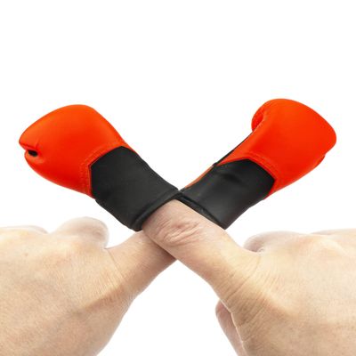 AQKILO Boxing Gloves Mini Finger Puppets, Knock Out Your Stress! Weird Stuff Random White Elephant Gifts, Red - 2Pcs
