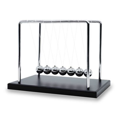 BEWITU Large Newtons Cradle Pendulum with 7 Balls, 9 inch Newtons Cradle Balance Balls, Science Physics Desk Decoration, Office Home Desk Decoration, Calm Down Fidgets (Black Wooden Base)