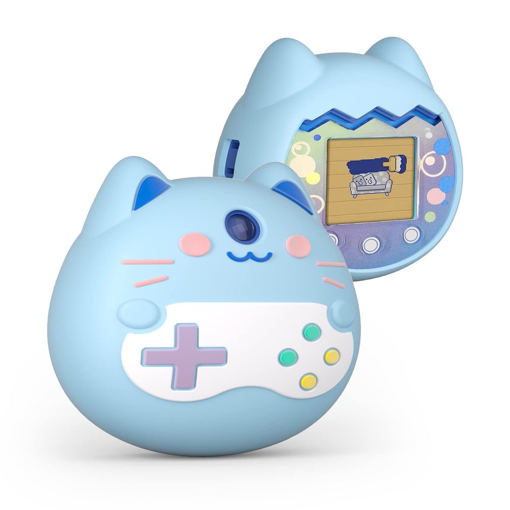 Silicone Case Compatible for Tamagotchi Pix, Protective Case Cover Shell for Virtual Pet Game Machine Carrying Sleeve Skin Protector Replacement (Case Only) (Blue)