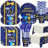 APOWBLS Mr Onederful First Birthday Decorations Tableware Boy, Baby Boy Onederful 1st Birthday Party Supplies, Paper Plate, Cup, Napkin, Tablecloth, Cutlery | Serves 24 view 1