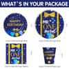 APOWBLS Mr Onederful First Birthday Decorations Tableware Boy, Baby Boy Onederful 1st Birthday Party Supplies, Paper Plate, Cup, Napkin, Tablecloth, Cutlery | Serves 24 view 2