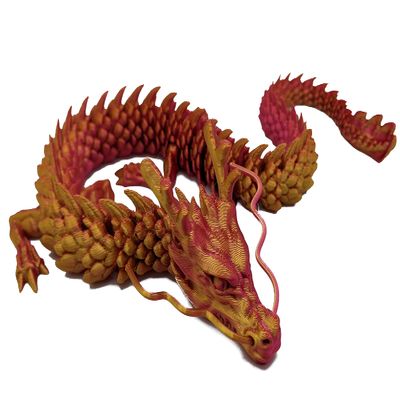 3D Printed Dragon - Customizable, Made to Order Articulated Fidget Mythical Dragon Toy, Gift (M, Dual Color Shiny Pink/Gold)