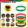 Batiyeer 100 Pcs Juneteenth Silicone Bracelets with Pins Set Including 50 Silicone Wristbands 50 Juneteenth Buttons Badges African Party Decorations for Juneteenth Party Supplies Favors view 2
