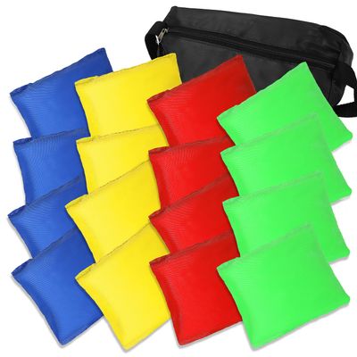 TOY Life 16 Pack Bean Bags Corn Hole Toss Game Bean Bags for Kids Tossing Cornhole Game Set Kids Cornhole Bean Bags Toss 4 Color Storage Bag Included Outdoor Toys Game for Kids Backyard Game Toys