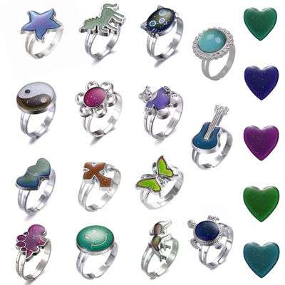 LiHan1028 15pcs Adjustable Mixed Mood Rings for Mixed Color Changing Mood Rings for Festival Birthday Christmas Costume Props Halloween Party Favors