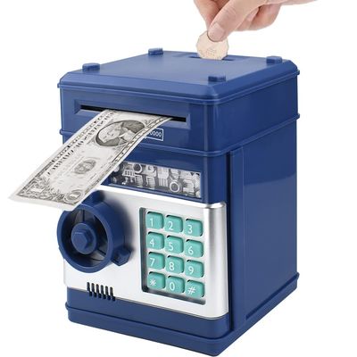 Totola Piggy Bank Electronic Mini ATM for Kids Baby Toy, Safe Coin Banks Money Saving Box Password Code Lock for Children,Boys Girls Best Gift(Navy Blue)