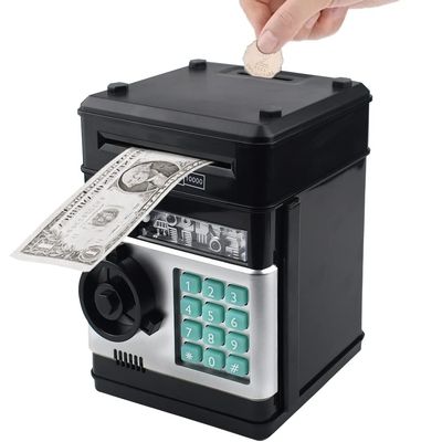 Totola Piggy Bank Electronic Mini ATM for Kids Baby Toy, Safe Coin Banks Money Saving Box Password Code Lock for Children,Boys Girls Best Gift (Black)