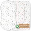 100% Organic Cotton Bassinet Sheets (2-Pack) - GOTS Certified - Bassinet Bedding for Standard Size Oval & Rectangular Mattress - Breathable Percale Weave Softens with Each Wash - 33" L x 15" W view 1