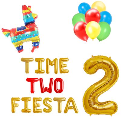 100% LIKED-Fiesta 2nd Birthday Party Decorations, Cinco de Mayo, Time TWO Fiesta Balloon Banner,Sign, Pinata Balloon, Second Birthday 2nd Cactus Mexican Birthday Party