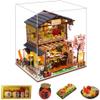 TOPBSFARNY DIY Dollhouse Miniature with Furniture, DIY Wooden Dollhouse Kit Plus Dust Proof and Music Movement, 1:24 Scale Creative Room Idea(Sushi Store) view 1