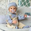 TERABITHIA 22 Inches Rooted Blond Curly Hair Lifelike Reborn Baby Doll Crafted in Vinyl Full Body Anatomically Correct Newborn Realistic Smiling Toddler Boy Dolls with Teeth Look Real view 2