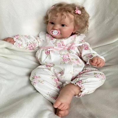 TERABITHIA 20 Inches Real Baby Size Rooted Curly Hair Sweet Face Lifelike Reborn Baby Doll Crafted in Full Body Vinyl Anatomically Correct Realistic Newborn Girl Dolls Washable for Girls