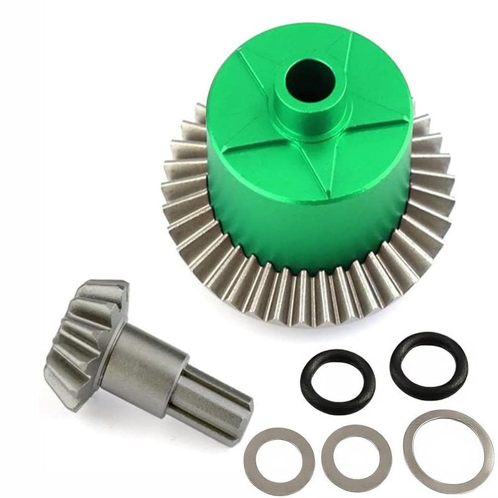 Steel Diff Gear 37T Input Gear 13T Diff Case Set Upgrades Parts for ARRMA 1/10 Arrma Big Rock/Granite/Vorteks/Senton 3S BLX,Kraton/Outcast 4S BLX,1/8 Typhon/Infraction 3S BLX(Green)