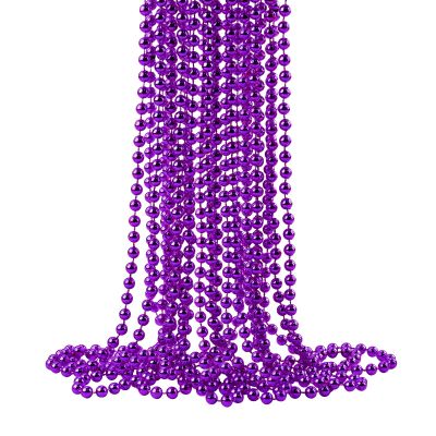 ZZYFGH 12pcs 33'' 7mm Metallic Purple Bead Necklace Bulk, Purple Mardi Gras Beads, Halloween Beads Necklaces for Mardi Gras Christmas Halloween Party Favors