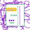 ZZYFGH 12pcs 33'' 7mm Metallic Purple Bead Necklace Bulk, Purple Mardi Gras Beads, Halloween Beads Necklaces for Mardi Gras Christmas Halloween Party Favors view 2