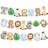 Jungle Safari Banners 2pcs Safari Animals Birthday Party Cutout Banners Theme Party Garland Decorations for Wild One Baby Shower Supplies view 1