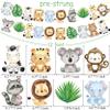 Jungle Safari Banners 2pcs Safari Animals Birthday Party Cutout Banners Theme Party Garland Decorations for Wild One Baby Shower Supplies view 3