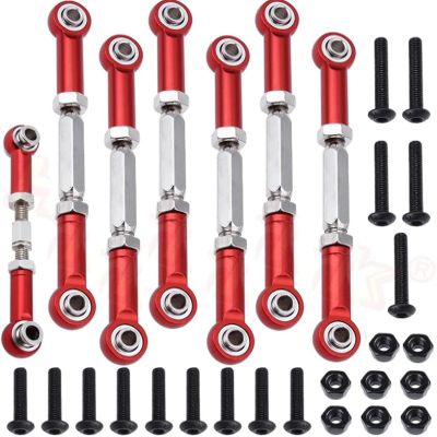 Aluminum Turnbuckles Camber Link Rod Ends Sets for 1/10 Slash 2WD 4X4/Hoss 2WD 4X4/Rustler 2WD 4X4/Stampede 2WD 4X4 Upgrade Parts RC Truck 7pcs/Set(Red)