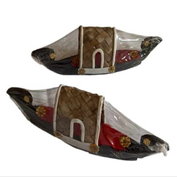 Pair of 2 Boat Model Assembled Hand Crafted &Painted Decoration KERLA Gift India