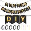 TaoBary 135 Pcs DIY Banner Custom Letters Kit Make Your Own Banner for Birthday Graduation Party Decor Include 107 Letters and Numbers, 16 Symbols, 2 String Lights, 5 Needles, 5 Rope (Black) view 3
