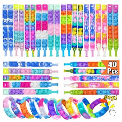 40Pcs Pop Fidget Bracelets Toys,Christmas Party Favors,Bubble Bracelets,Stress Anxiety Relief Sensory Toys for Kids Adults ADHD ADD Autism,Classroom Exchange Gifts,Birthday Gifts,Game Prizes
