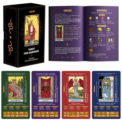 Wyspell Tarot for Learning - Tarot Cards with Meanings on Them - Beginner Tarot Deck with Meanings on Them - Cards for Beginners with Guide Book