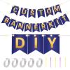 TaoBary 135 Pcs DIY Banner Custom Letters Kit Make Your Own Banner for Birthday Graduation Party Decor Include 107 Letters and Numbers, 16 Symbols, 2 String Lights, 5 Needles, 5 Rope (Navy Blue) view 3