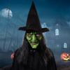 Bagima Witch Witch Halloween 28 * 16 * 6 Witch Face Cover with Hair and Hat Latex Old Witch Face Cover Halloween Party Scary Witch Costume Dress up Props view 2