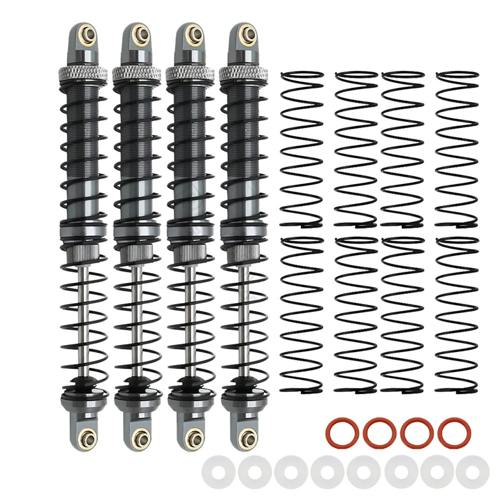 RXZIXYL 4-Pack Front Rear RC Shock Absorber 70mm 80mm 90mm 100mm 110mm 120mm Adjustable Assembled Spring Damper Axial SCX10 Oil Damper for 1/10 RC Crawler Car AXI03007 RBX10 D90 TRX4 (Black-120mm)