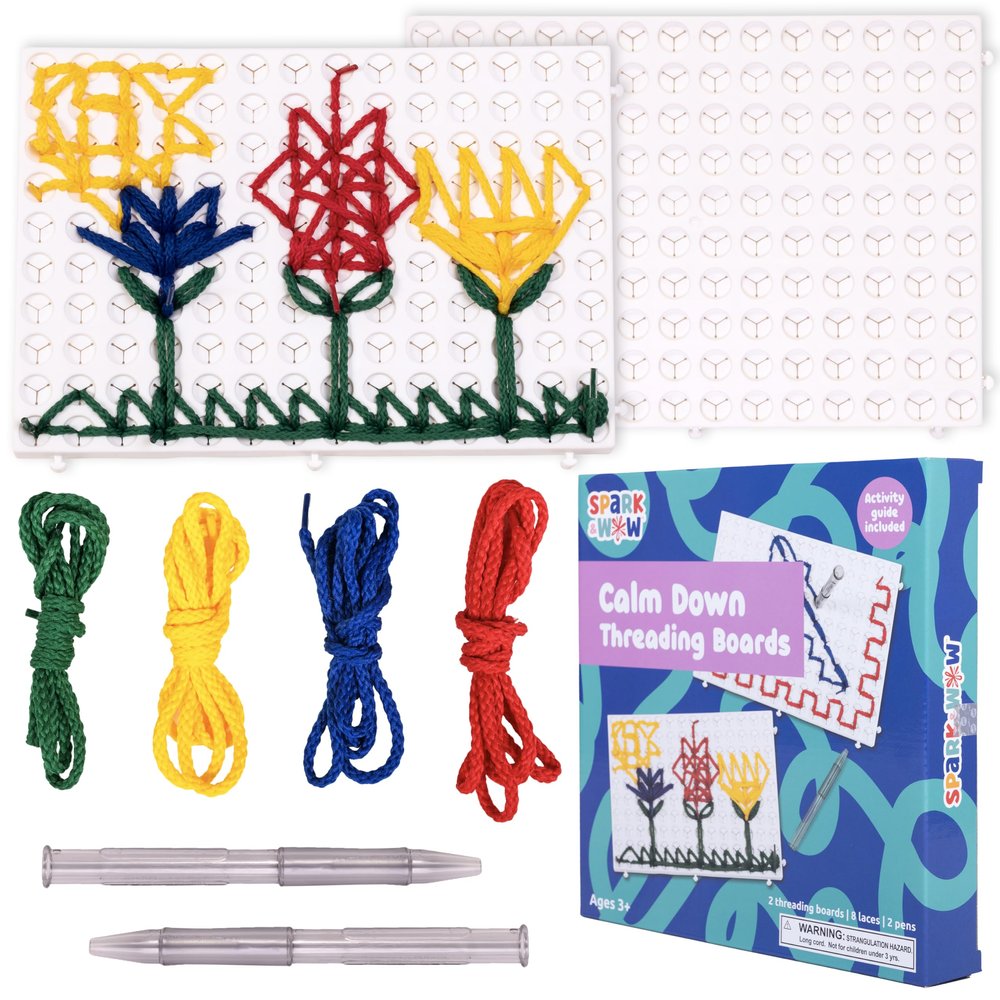 SPARK & WOW Calm Down Threading Boards | Set of 2 | Sensory Activity Board | Autism Toys for Play Therapy | ADHD Toys for Sensory Play