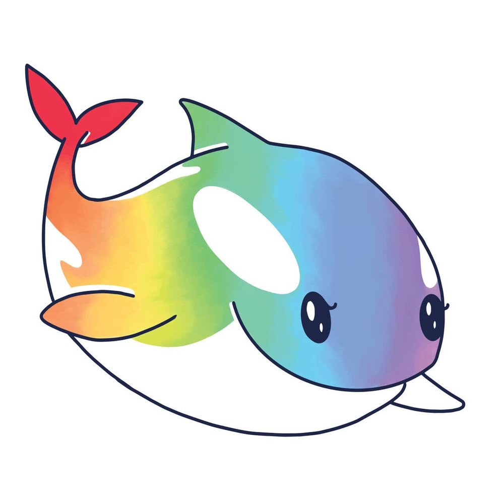 3 Cute Rainbow Whale Sticker Orca Killer Whale Ocean Fish Sea World Deep Blue