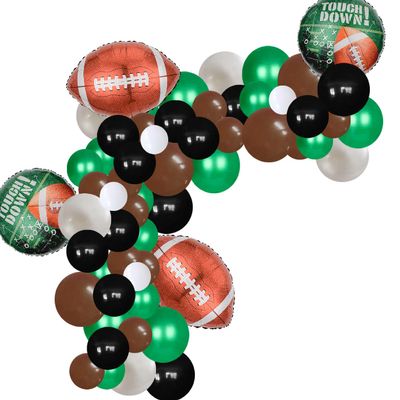 137 PCS Football Balloons Arch Garland Kit Football Balloons Football Foil Mylar Balloons for Kids Boys Teenager Mens Sport Theme Birthday Party Decoration (Black, Green, Brown)