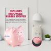 Custom Ceramic Piggy Banks for Kids | Perfect Sized Cute Coin Saving Pot with Rubber Holders | Personalized Name Pig Money Box for Girls and Boys - Pink view 4