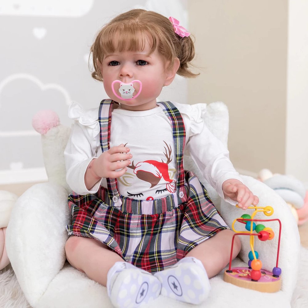 TERABITHIA 28 Inches Huge Size Rooted Hair Lifelike Reborn Baby Doll with Soft Weighted Cuddly Body Realistic Newborn Toddler Princess Girl Dolls, My Little Sweetheart