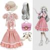 Proudoll 1/3 BJD Doll Clothes Outfit Set - Handcrafted Stylish Floral Blouse, Pink Strap Dress, Wig, Handbag and High Heel, Compatible with 1/3 60cm 24in SD Dolls view 1