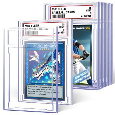 6 PCS Card Case Holder for Trading Cards, Acrylic Graded Card Slab Baseball Card Sleeves with Label Position Fit for MTG TCG and Sport Cards Storage and Display