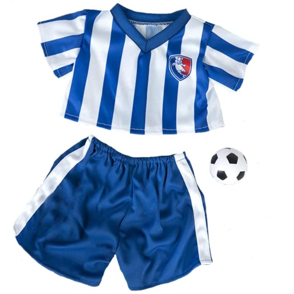 Plush Toys Wonderland All-Stars Soccer Uniform with Ball for Stuffed Animals Sports Outfit Set with Jersey, Shorts & Plush Soccer Ball Fits Most 6-10 Plush Toys, Teddy Bears & Dolls