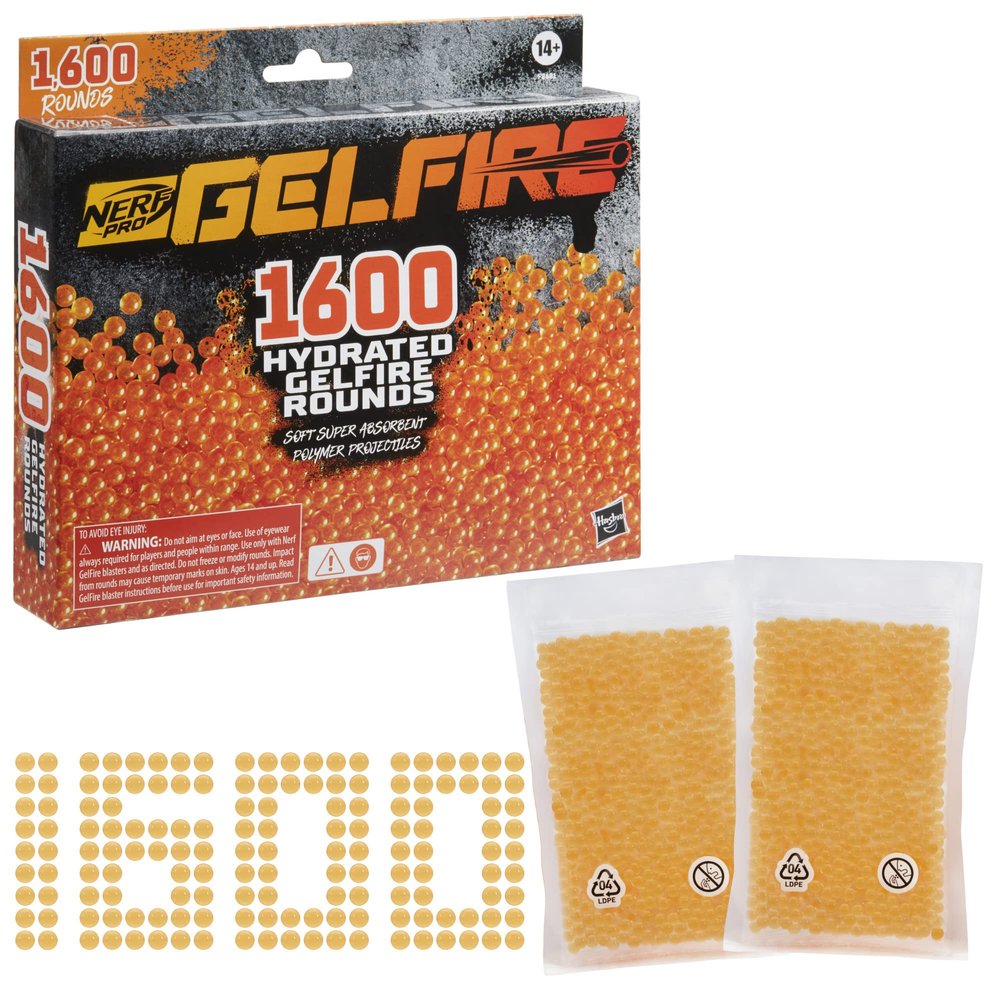Nerf Pro Gelfire Round Refill, 1600 Hydrated Gelfire Rounds, Use with Nerf Pro Gelfire Blasters