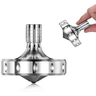 CHEETOP Precision Metal Spinning Top, Long Lasting Spin Time and Perfect Balance, Skilled Adult Easily Exceed 10 Mins, Portable Stainless Steel EDC Office Desktop Game Toys (L, Silver)