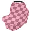 Brown Checkered Baby Car Seat Covers Buffalo Check Carseat Canopy Soft Infant Stroller Cover Nursing Breastfeeding Covers for Girls Boys Newborn Fit Summer Spring Autumn view 2